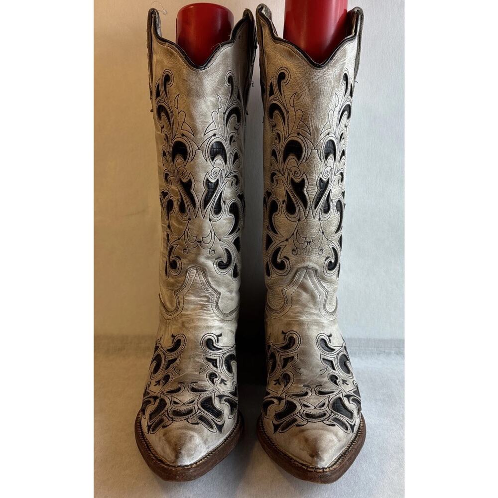 J.B. Dillon Chicory Western Cowgirl Women's 6.5 B Leather Boots JBR 6055 - Picture 1 of 12